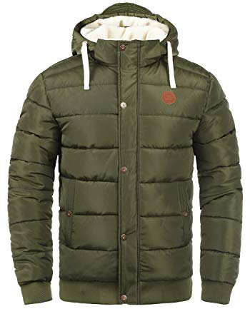 Blend Frederico Herren Winter Jacke Steppjacke Winterjacke gefüttert mit Kapuze und Teddy-Futter, Größe:XXL, Farbe:Ivy Green (77086)