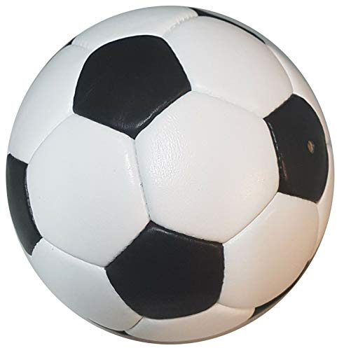 scherenkauf Premium Leder-Fußball, Handgenäht, Größe 5, Schwarz-Weiß