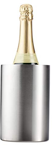 Relaxdays Refroidisseur de bouteille inox, à double paroi, forte isolation, rafraîchisseur de vin, Ø 10 cm, argenté