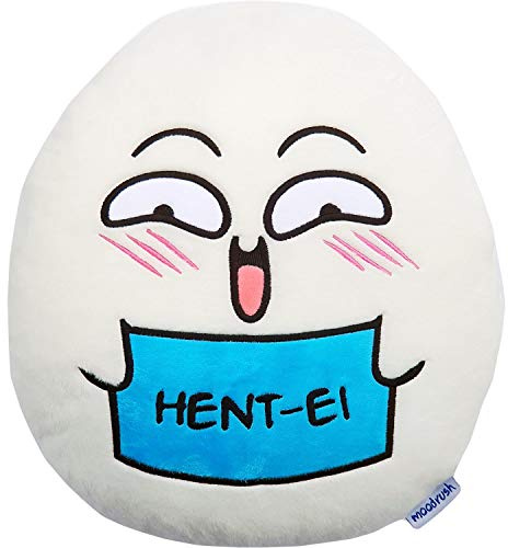 moodrush® Hent-Ei Kissen | Egg Ei Kuscheltier Plüschtier Anime Manga Cosplay Plüsch | alle Elemente aufgestickt (Nicht Bedruckt!) | waschbar | ca. 38x35 cm