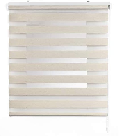 Tende a rullo per interni Giorno Notte avvolgibile Doppio strato Tessuto elegante per porta e finestra. Offrono un'adattabilità alla luminosità STORESDECO Lino 100x180 cm (Larghezza x Altezza)