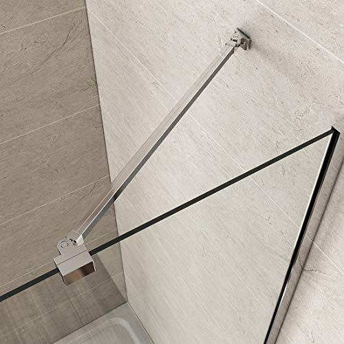 Heilmetz Stabilisierungsstange Dusche Haltestange für Duschwand Stabilisator mit Winkel flexibel 180° Drehbar für Glasstärke 6-8 mm, Halterung Duschabtrennung Edelstahl Chrom (500mm, 1 Stück)