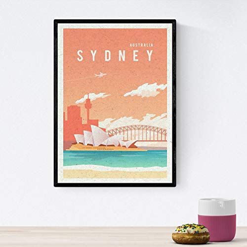 Sydney Blatt Kirche. Vintage-Stil. Poster Kirche in Farben. Sydney Kirche Ad Größe A4