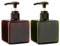 2Pcs 250ml / 8.8oz Empty Plastic Pump Bottles, Refillable Lotion Shampoo Body Washing Conditioner Cream Shower Gel Square Storage Holder Container Toiletries Liquid Dispenser (Brown + Green)