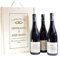 CALLE DEL REGALO: Regalo de boda personalizado: tres botellas de vino personalizadas con nombres y dedicatoria, en caja de madera también personalizada.