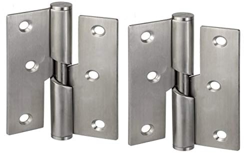 1 Paar 76 mm Scharniere aus Edelstahl, Türscharniere mit Hebefunktion(links) 3