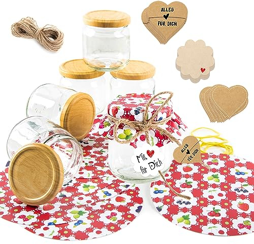 Logbuch-Verlag 6 Marmeladengläser mit Aufkleber zum Verzieren Gläser klein Weihnachten Verpackung Gewürze Salz Einmachgläser