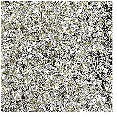 20 g Preciosa Rocailles - Kristall / Silber gesäumt, 11/0 ca. 2,1 mm (PRECIOSA seed beads - crystal / silver lined, 11/0 approx. 2,1 mm)