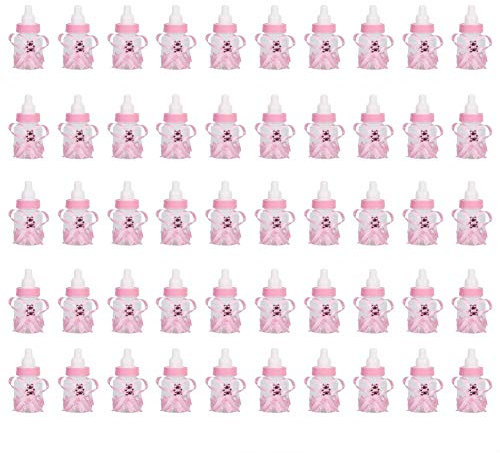 Babyflasche,50Pcs Candy Babyflasche Kunststoff Candy Bottle Befüllbare Gefälligkeiten Flasche,Für Geschenke Dekorationen(Rosa)
