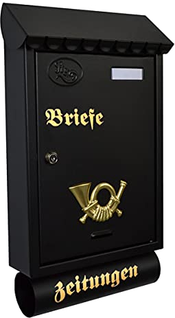Briefkasten Postkasten Zeitungsrolle Katalogeinwurf Antik Nostalgie Schwarz T7-T