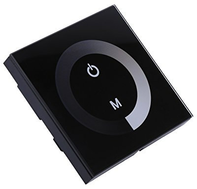 Haofy Variateur de Lumière LED à Gradateur Tactile, Contrôleur D'écran Tactile Mural Complet, Interrupteur Mural à Couvercle en Plastique pour Bandes Lumineuses à LED de Couleur Unique, DC(Le Noir)