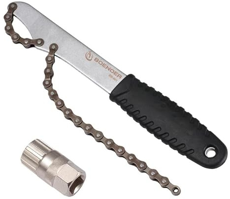 Boenoea Bike Cassette Removal Tool with Chain Whip, Bicycle Sprocket Removal Tools, Cassette Lockring Freewheel Remover