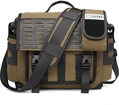 FANDARE Umhängetasche Herren Arbeitstasche Aktentasche Tragetasche Junge Schultertasche Männer Laptoptasche für 12.9 Zoll mit Multi-Tasche für Reise Schule Hochschule Arbeit Outdoor Schulranzen Khaki