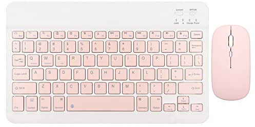 Combo de Teclado Y Mouse para Tableta de 10 Pulgadas, Teclado Bluetooth Inalámbrico Recargable Ultradelgado Portátil, para, iPad, Windows, iOS, Teléfono Celular con Tableta