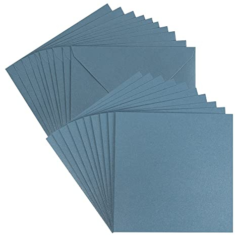 Ideen mit Herz Grußkarten-Set | Perlmutt-Veredelung | 10 Karten ca. 250 g/m² + 10 Umschläge ca. 120 g/m² (taubenblau, 16 x 16 cm)