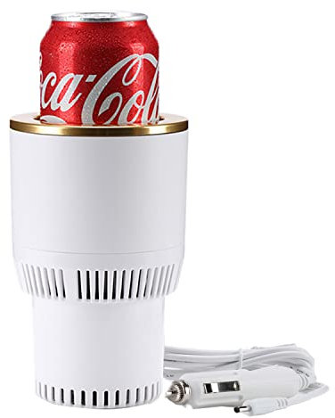 PALTIER Car Cup Holder with Drink Cooler Smart Mug Warmer 2-in-1 Car Tumbler Holder (White with Gold)