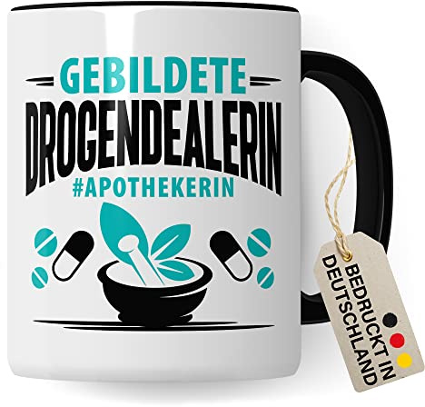 Apothekerin Tasse Kaffeetasse lustig gebildete Drogendealerin Apotheke Kaffee-Becher Humor Pharmazie Pharmazeutin Geschenk Geschenkidee Kollegin Witz Meme Lexikon Pharma