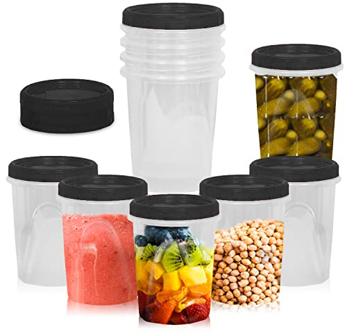 [Black-32oz-12 Pk] Airtight Deli Containers with Lids, Twist Lock Lid, Food Storage for Meal Prep, Snacks, and Leftovers, Freezer and Microwave Safe, Stackable, Leak-Resistant (950 ml)