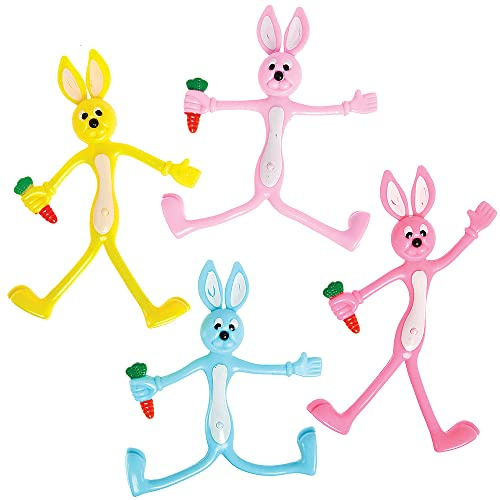 Baker Ross FX474 Biegbare Hasen - 4er-Pack, Ostertütenfüller und Spielzeug für Kinder