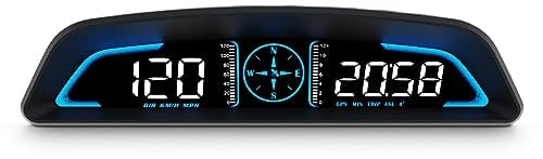 AMROOLOO compteur de vitesse, réception du signal satellite, affichage de la vitesse et d'autres fonctions, Affichage tête haute de la voiture, pour tous les véhicules