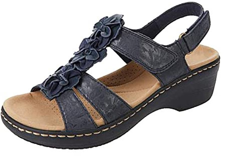 Susenstone Sandales Femmes Orthopedique Confortables Chaussures Plateforme Nu-pieds Été Sandales Femmes Sandales Plates Toe T-Sangle Comfy Semi Trailer Sandales Chaussures de Plage Bleu 39 EU