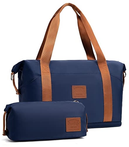 COOLIFE Ryanair Handgepäck 40x30x20, 20-25L Erweiterbare Handgepäck Tasche für Ryanair und Easyjet, Reisetasche Damen mit kleinem Waschbeutel, Weekender Bag, Sporttasche, Schwimmtasche (Blau)