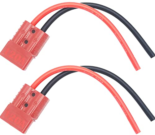 CESFONJER 120A Connettore Batteria (Rosso), con Cavo in Silicone 6 AWG 25 cm (2 Set), connettore Batteria a sgancio rapido a connessione Rapida, per Auto, Camper, Barca, Camper