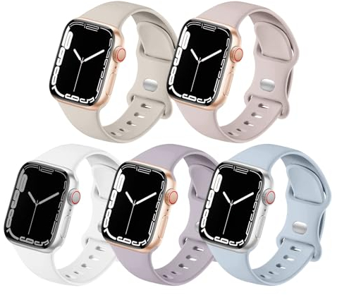 HdanMole 5 Stück Sport Armbänder kompatibel mit Apple Watch Armband 49mm 46mm 45mm 44mm 42mm 41mm 40mm 38mm, Silikon Armband Ersatz für iWatch SE Series 10 9 8 7 6 5 4 3 2 1 Herren Damen