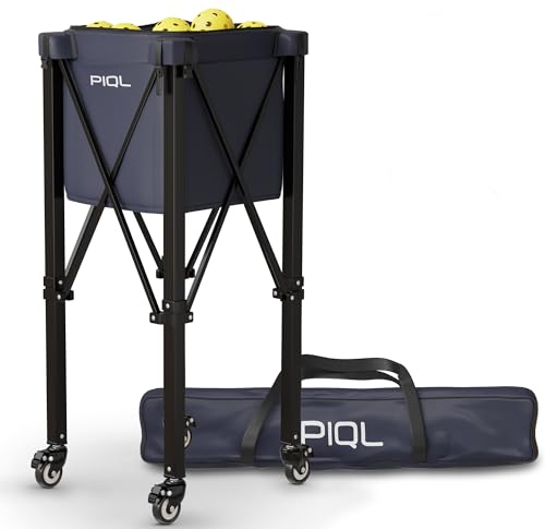 Pickleball Ball Caddy Navy Blue - 100 Pickleball Capacity Wheeled Cart - Pickleball Storage Bag - Pickle Ball Equipment for practice - Pickleball training - Tennis Ball Hopper - Tennis Ball Caddy