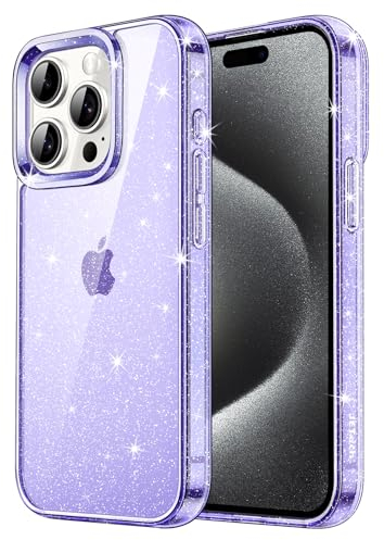 JETech Glitter Case for iPhone 15 Pro 6.1-Inch, Bling Sparkle Shockproof Phone Bumper Cover, Cute Sparkly for Women and Girls (Light Purple)