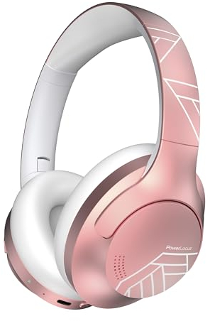 PowerLocus Casque Bluetooth sans Fil, 50 h de Jeu, Casque Audio Bluetooth 5.3 avec 4 Modes EQ, Pliable, HiFi Stereo, avec Microphone pour iPhone/Voyage/PC (Or Rose)