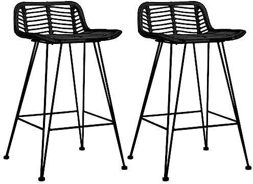 heybb Barhocker 2 Stk. Schwarz Rattan EssstüHle Bar Drehhocker HöHenverstellbar