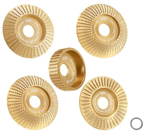 BGTEC Disco Abrasivo per Legno - 5 Pezzi 100MM*4+75MM*1 Mola per Intaglio, Modellatura, Levigatura e Lucidatura - Disco Raspa per Smerigliatrice