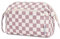 Narwey Kulturtasche Damen Kulturbeutel Kosmetiktasche Schminktasche Reise Make-up-Tasche mit Weit Offener Tasche für Damen Frauen (Gitter Rosa)