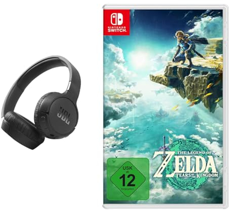 JBL Tune 660 BTNC On-Ear Active Noise Cancelling Kopfhörer Pure Bass Sound – Via Bluetooth- oder Kabel-Verbindung – Schwarz & The Legend of Zelda: Tears of The Kingdom - [Nintendo Switch]