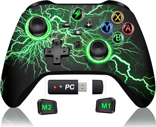 GAMSINGY Controller für Switch, Wireless Mit Präzise Bewegungssteuerung/Dual Motors Vibration/Turbo/Macro/Aufwecken Funktion, Cool RGB für Switch/Lite/OLED Konsole