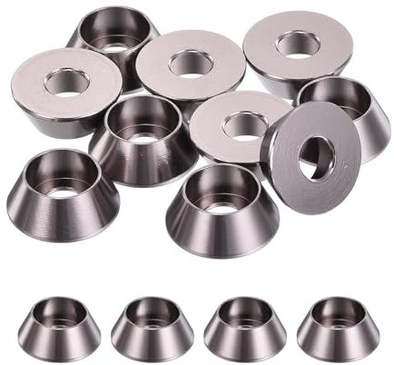 sourcing map M5 Kegel-Unterlegscheiben, eloxierte Aluminium-Dichtungen, Cup-Kopf-Unterlegscheibe für Schrauben RC/FPV/PC/Drohne/mechanisches Zubehör, Modellteile, 10 Stück (Titangrau)
