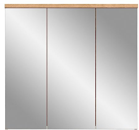 furnling Spiegelschrank Guido, aus FSC-zertifiziertem Holzwerkstoff, mit 3 Türen, 9 Fächer, optimal zur Aufbewahrung von Kosmetikgegenständen, Badezimmer Möbel, Spiegelschrank Badezimmer, braun