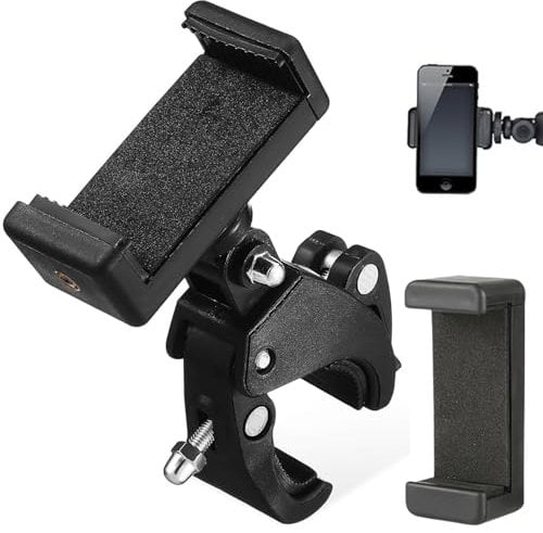 LFCFBH Mic Stand Phone Holder, 180° Rotation Mic Stand Tablet Holder for Live Broadcast Recording Riding