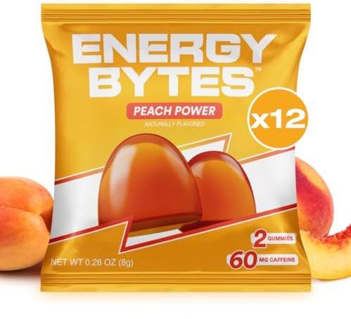 Energy Bytes Koffein Kaugummi - Zuckerarme, sofortige Energie-Kaugummis zum Laufen, Radfahren und für sportliche Leistungen | 12-Portionen