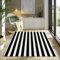 Teppich 60x90 cm rutschfest Waschbar Teppich, Schwarz-Weiß Gestreifte Geometrie Druck Dekoration Teppich für Schlafzimmer Wohnzimmer, Schwarz Und Weiß Kurzflor Flanell Teppich Kinderteppiche