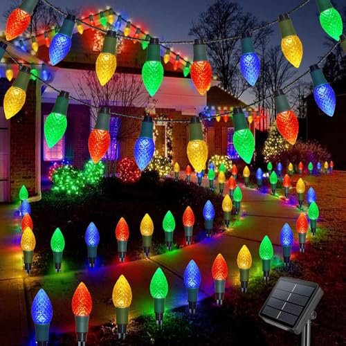 Homeleo 20 LED Solar weihnachtsbeleuchtung außen, 2-IN-1 C9 Solarlampen Pathway lichterkette außen für weihnachtsdeko, Wetterfest Christmas Lights für Rasen Zaun Veranda Garten Balkon Fenster Deko