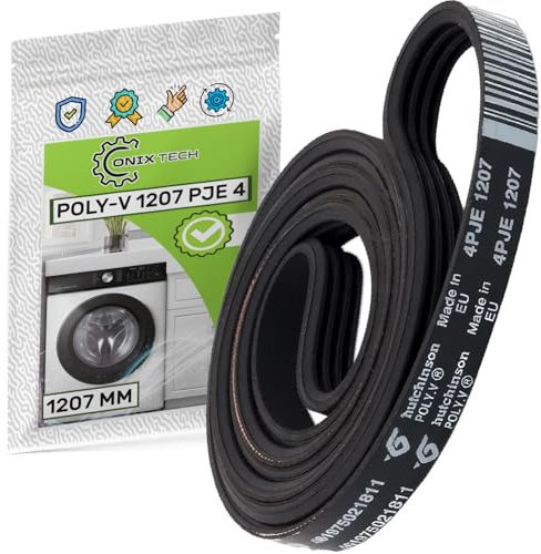 Correa Lavadora 1207 mm Poly-V 1207 PJE 4 con Código Original 482000089797 C00309379 481235818161 para Indesit para Whirlpool para Ariston - Garantía de 5 Años - ONIX TECH