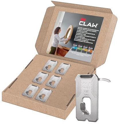 3M CLAW Ganci per Cartongesso, Confezione da 6 - Sostiene fino a 20 kg - Ottimale per Appendere Quadri, Specchi e Decorazioni Pesanti