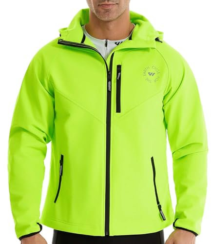 Wulibike Veste Vélo Homme, Légère Veste Imperméable Running Homme,Réfléchissante Coupe-Vent pour Cyclisme et Activités de Plein Air Vert M-A3