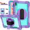 ERDARARIPRO Custodia per tablet Samsung Galaxy Tab S7/Tab S8 da 11 pollici, graziosa custodia antiurto con supporto girevole a 360°, cinturino da polso e portapenne, viola + verde menta