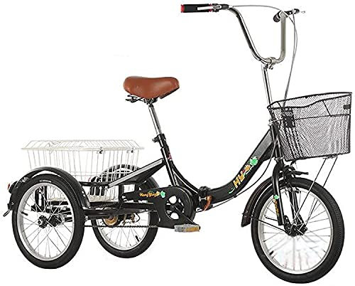3 Rad Cargo Fahrrad mit Korb, 3-Rad-Cruiser-Dreiräder, Faltbare Dreiräder for Erwachsene, 1-Gang-Dreiräder for Erwachsene, 16/20-Zoll-Dreiräder mit niedrigem Einstieg, faltbares Dreirad