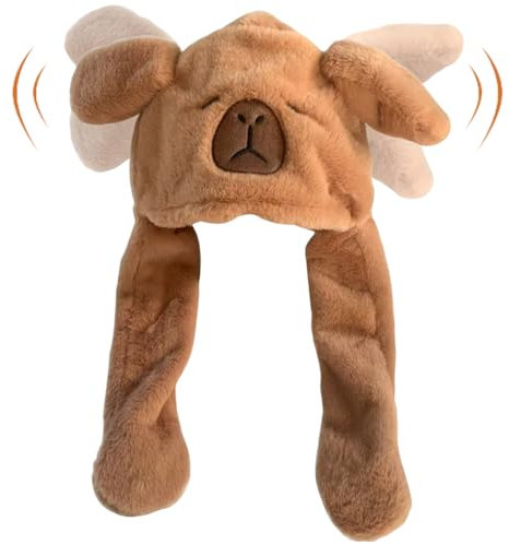 NIEEKRUN Capybara Ohren Hut,Mütze Hasen Hut mit Wackelohren Lustiger Hut für Erwachsene Kinder Hasenohren Hut für Make up Party Weihnachtsfeier Fasching Karneval & Cosplay