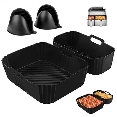 TNOMSNO 2 Piezas Molde de Silicona para Freidoras de Aire, 2 Tamaños Forros Reutilizables para Tefal Easy Fry 5.2L /3.1L, Molde Silicona Freidora de Aire Compatible con TOWERT17099, SALTER EK5729