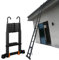 Teleskopleiter für Dachzelt/Dachboden, 6 m/5 m/4 m/2 m, Aluminium, schwarz, Teleskopleiter mit abnehmbarem Haken und Stabilisatorstange, 200 kg Tragkraft